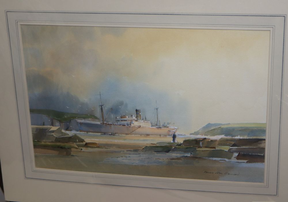 Dennis John Hanceri (1928-2011), four watercolours, Coastal scenes, largest 36 x 54cm, unframed